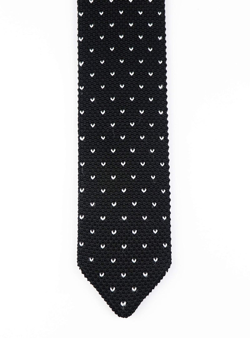 Secdtie Mens Knit Black and White Ties Modern Basic Designed Sweater Casual Silk Necktie - Image 3